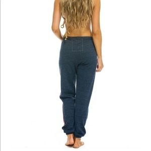 Women's Aviator Nation Sweatpants- Navy/Neon Stripes- EUC -Medium